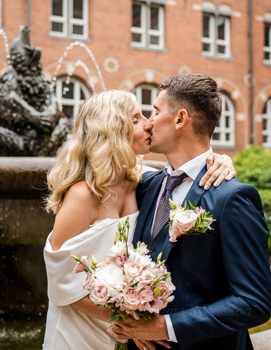 Wedding couple walking together