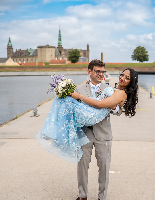 Wedding couple near Kronborg Castle